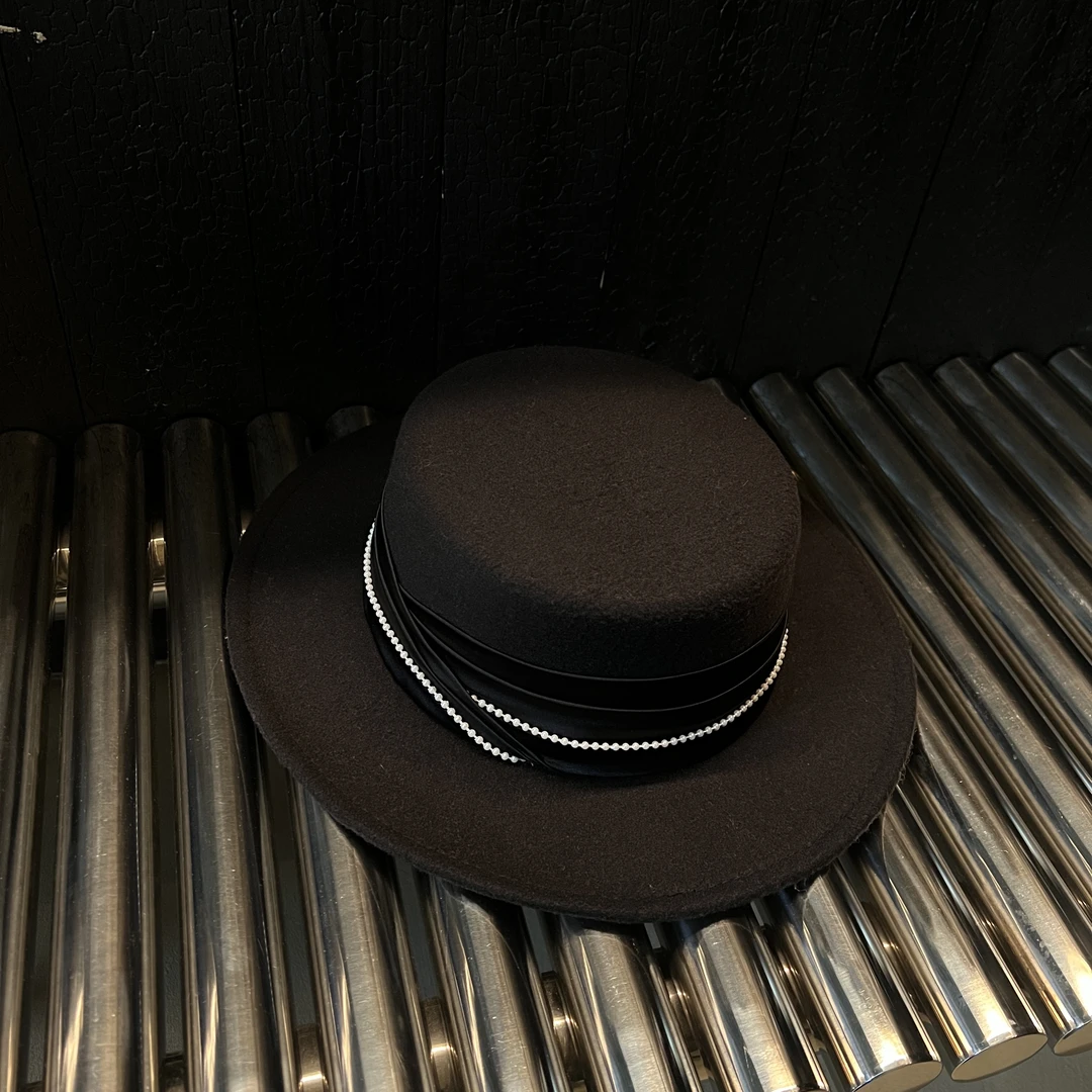 暴躁小明   英伦风平顶气质礼帽法式黑色日系赫本风时尚百搭帽子