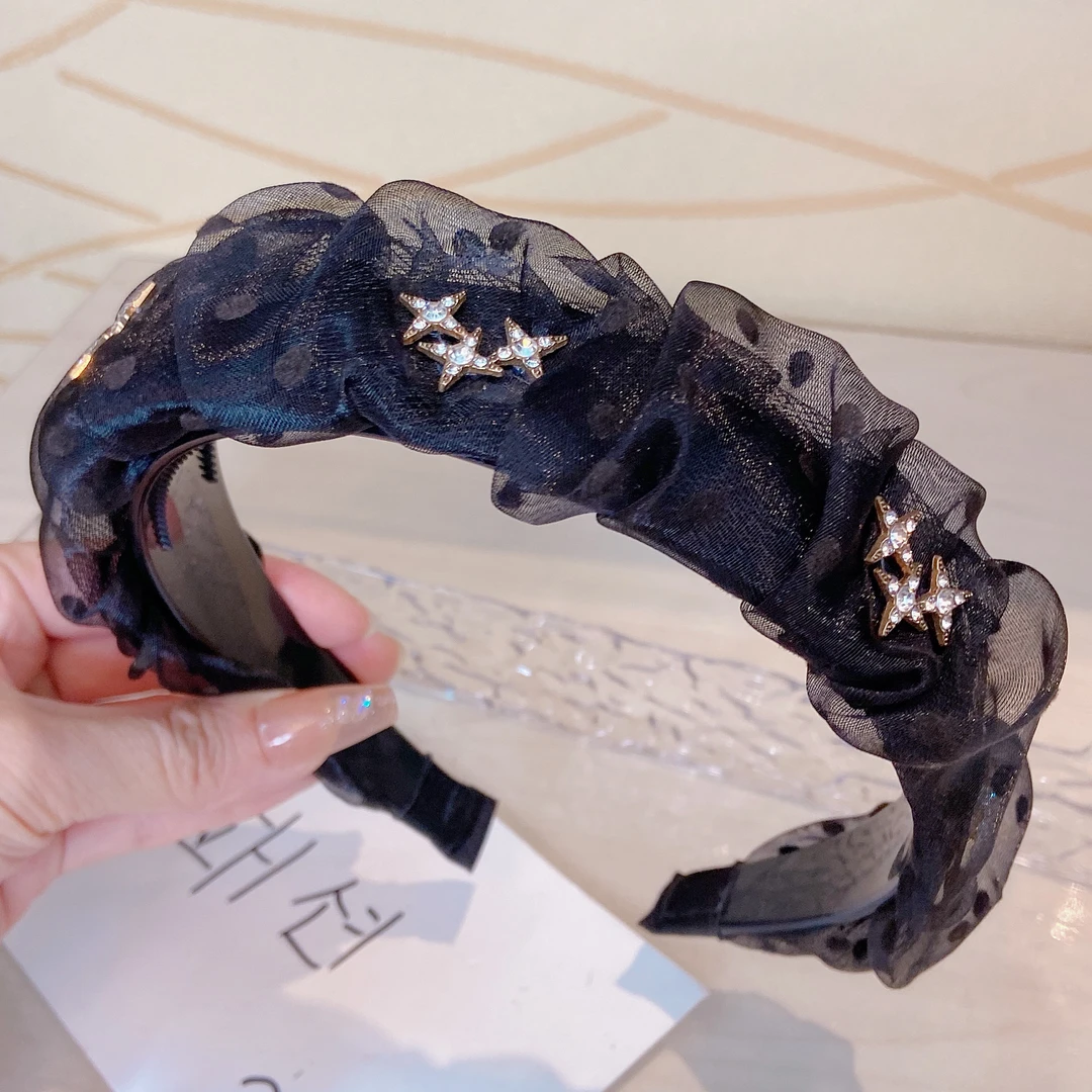 带齿设计师款定制发箍百搭夏天外出网红小香风手工轻奢黑色韩版