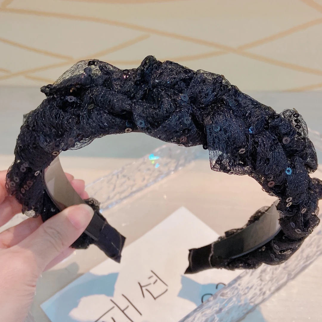 带齿新款设计师款定制发箍百搭外出网红小香风宽边黑色高颅顶