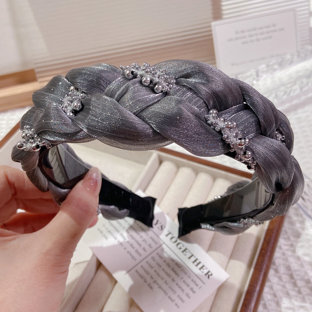 带齿加宽麻花韩国货新款设计师款定制发箍百搭手工编织黑色宽边