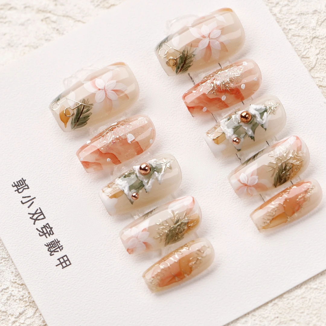 郭小双穿戴甲【融雪雾凇2】手绘水彩版10片盒装S21436