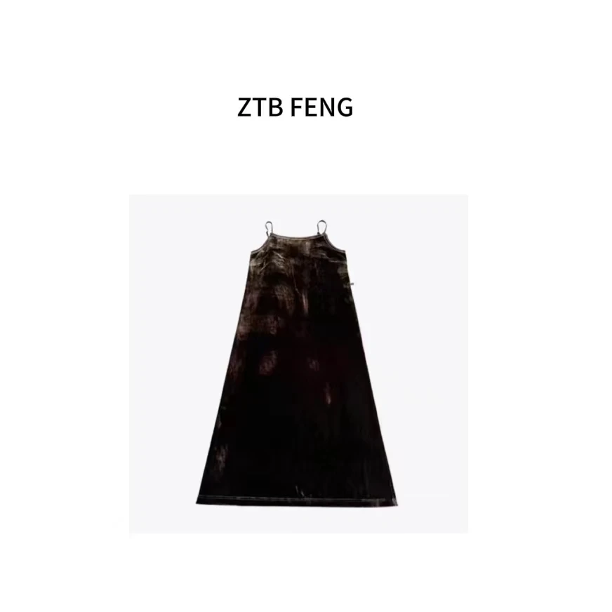 ZTB FENG小众复古纯色丝绒吊带连衣裙LQ11507