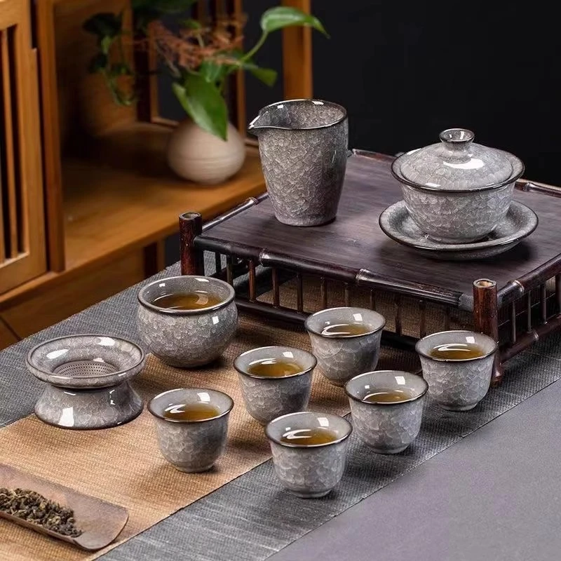 黑冰裂陶瓷功夫茶具套装家用客厅整套茶壶茶杯盖碗高档送礼盒泡茶