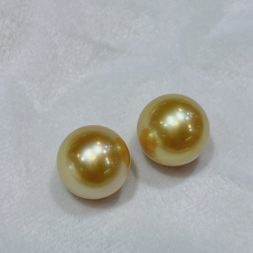 【钱妈妈真选店】 海水金珠裸珠 14-15mm 多样性发一对