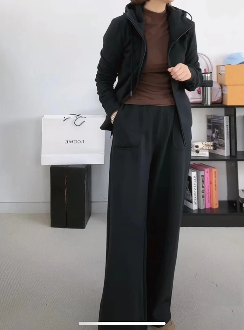 《素来伊女装》+微绒 发热连帽YKK拉链卫衣套装