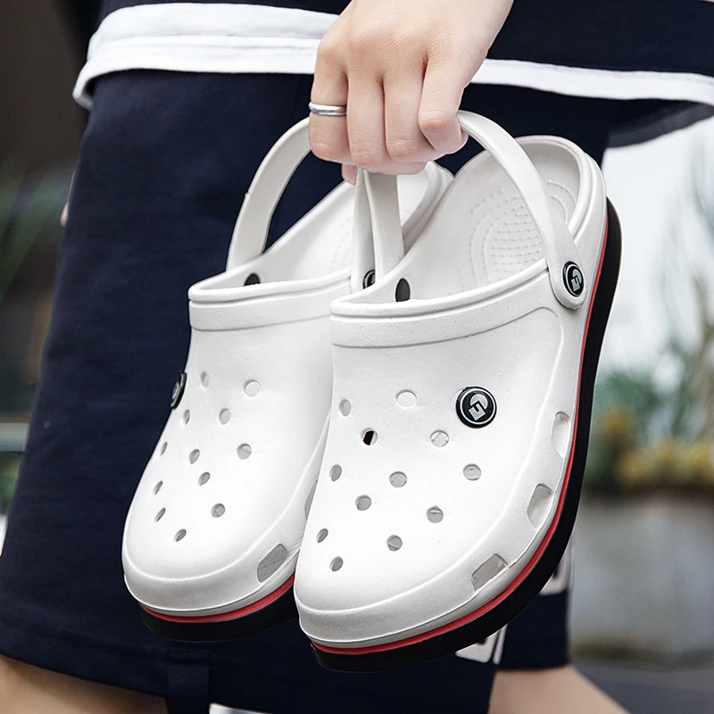 新款包头洞洞鞋男夏季外穿情侣学生沙滩防滑简约潮流耐磨时尚软1