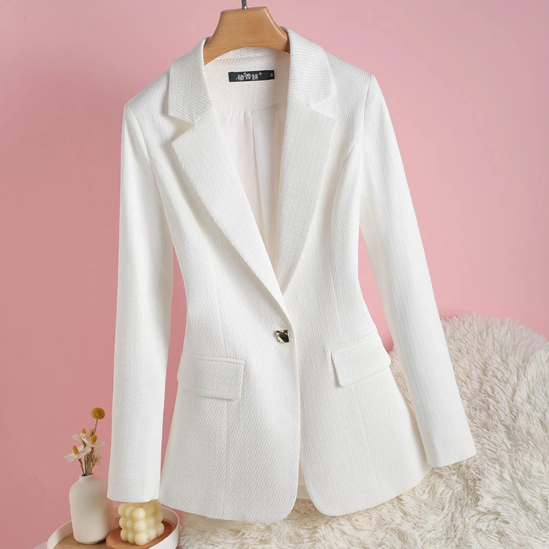 春秋西装外套女修身气质小西服高端职业外搭商务女白条纹西服高贵