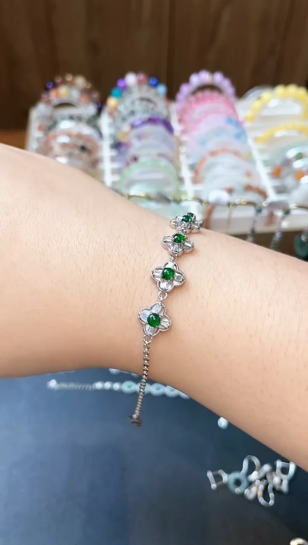 【闪购商品】翡翠手链银S925镶嵌翡翠手链