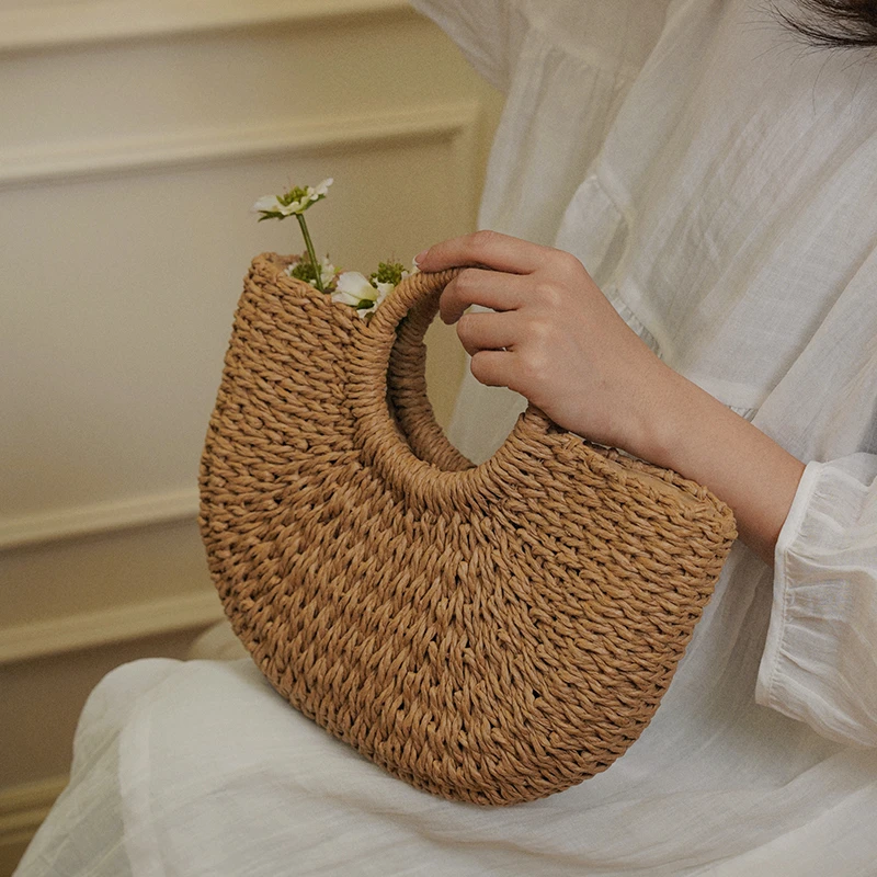 宫佩【COCOa小苏】时尚休闲女2024新款潮夏季大容量沙滩包包草编包