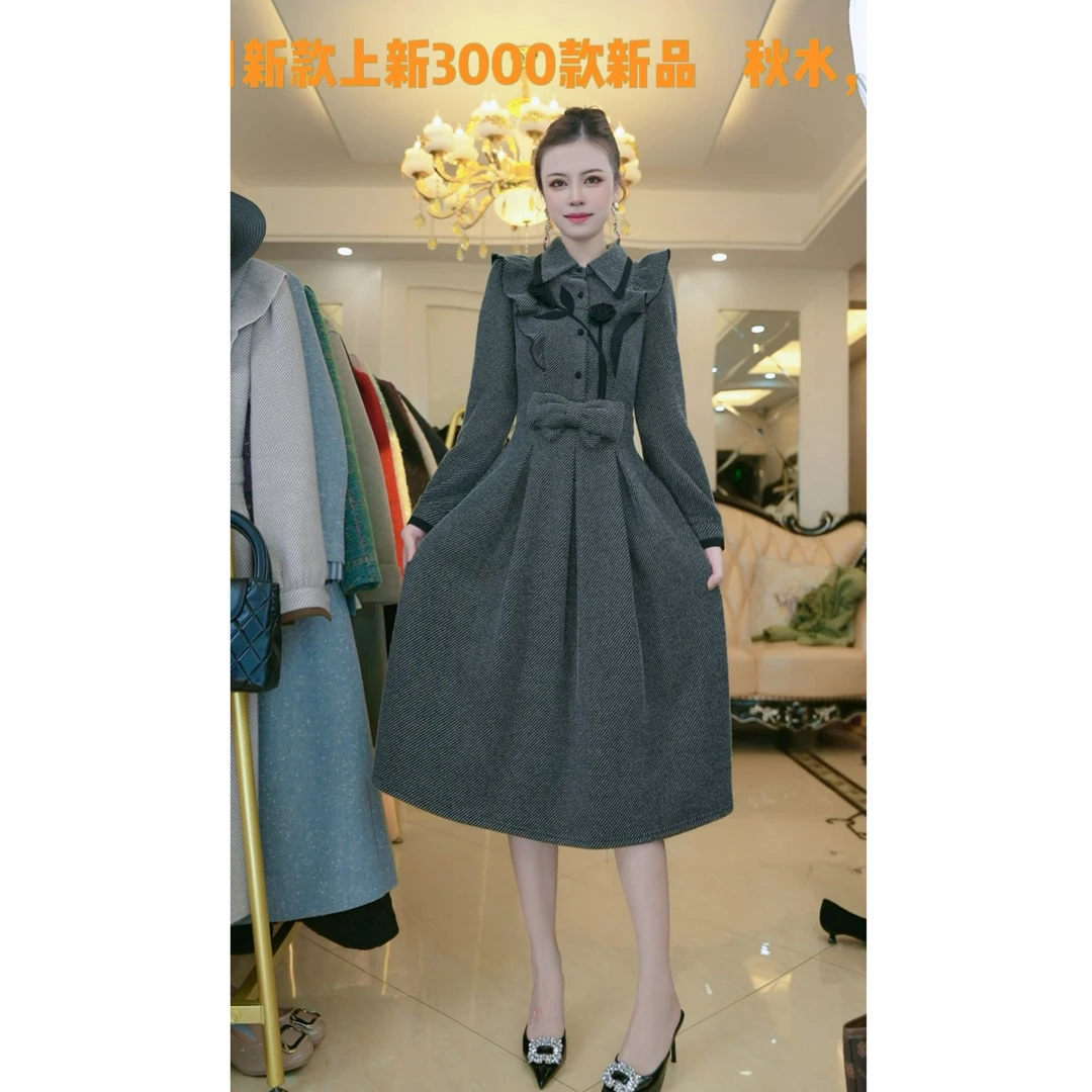 （现货）秋冬季新款小香风连衣裙显瘦遮肉妈妈装时尚61