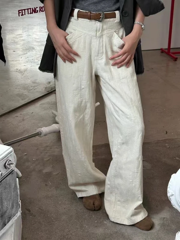 60324 秋季新款小众慵懒风休闲直筒牛仔裤