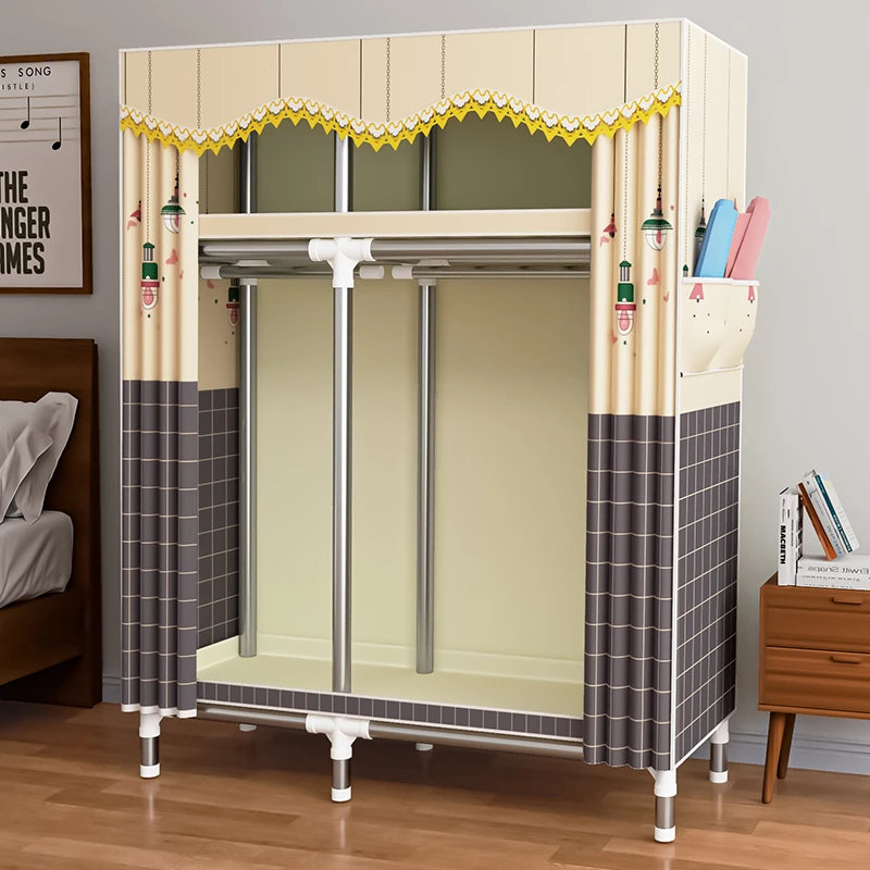 简易衣柜家用卧室出租房专用钢管加粗置物结实耐用宿舍收纳布衣柜