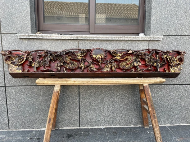 精品“八仙贺朝”龙杠子1个，雕工精美，立体感超强