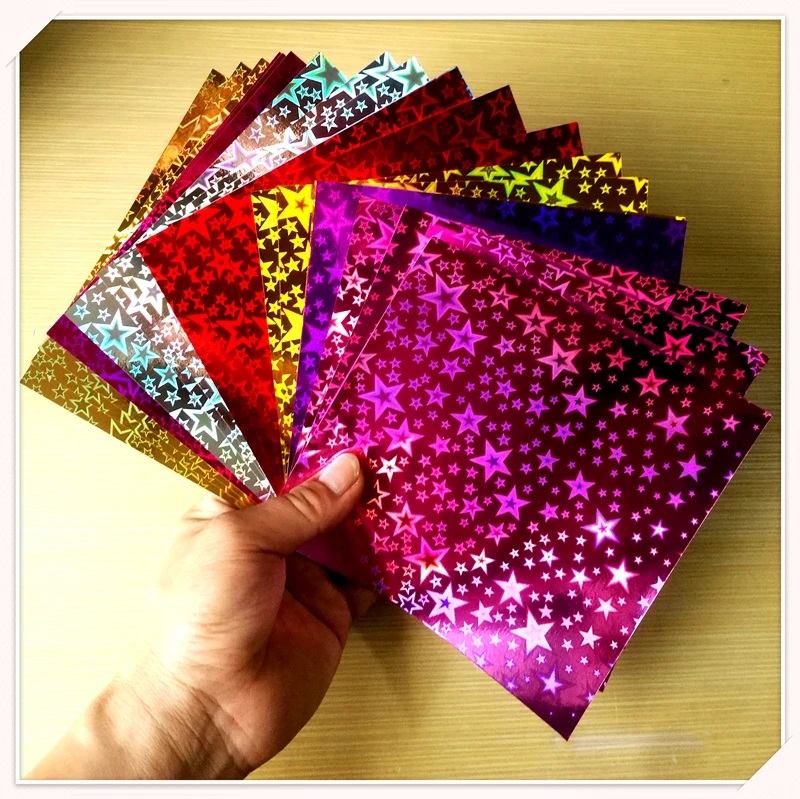 闪亮闪光镭射儿童手工折纸正方形酷炫图案工艺卡纸剪纸千纸鹤材料