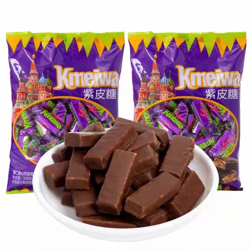 【9.9元60颗500g】紫皮糖俄罗斯风味夹心巧克力软糖喜糖年货糖果