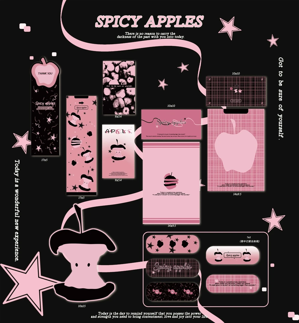 【黑粉set】原创“辣味苹果”文创封口贴长贴异形贴ok绷