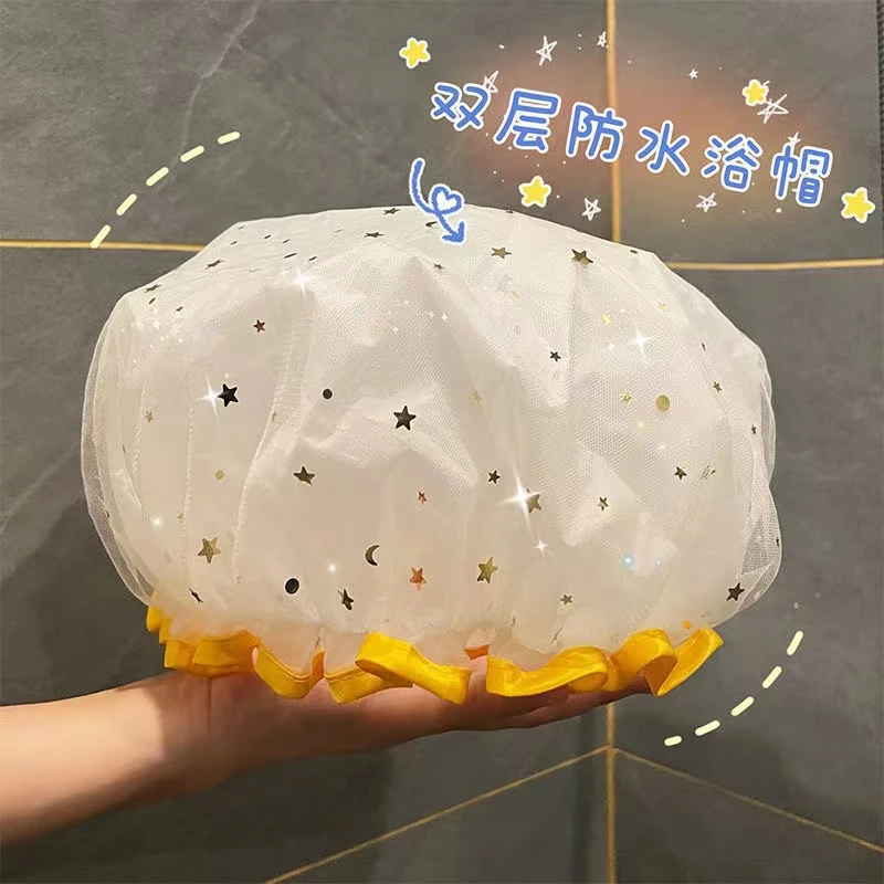 新款双层防水浴帽