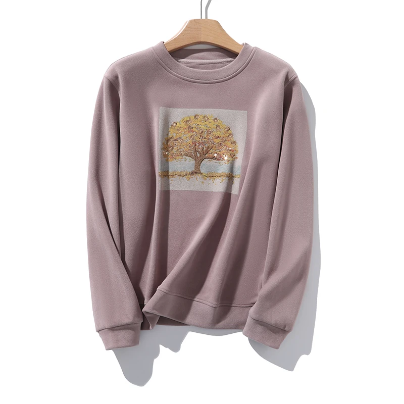 【发财树】减龄显瘦重工刺绣轻奢防风百搭休闲卫衣A7381#8563