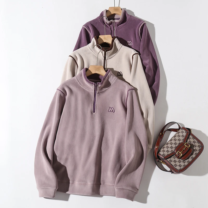 温暖触感！双面奥粒绒半拉链显瘦防风保暖加绒加厚卫衣A7425#88560