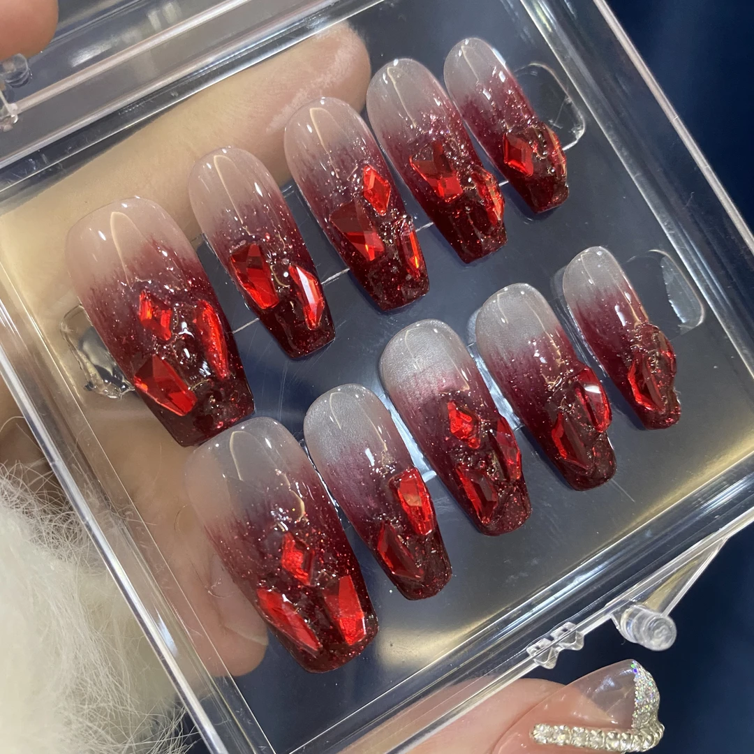 CL STUDIO【红石榴】手工穿戴甲红色气质显白新年甲美甲成品