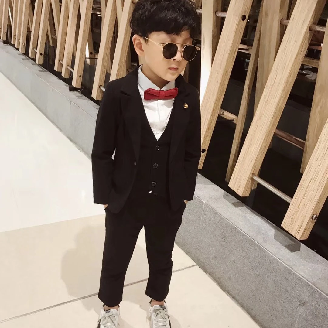 998黑色儿童加绒单西套装宝宝