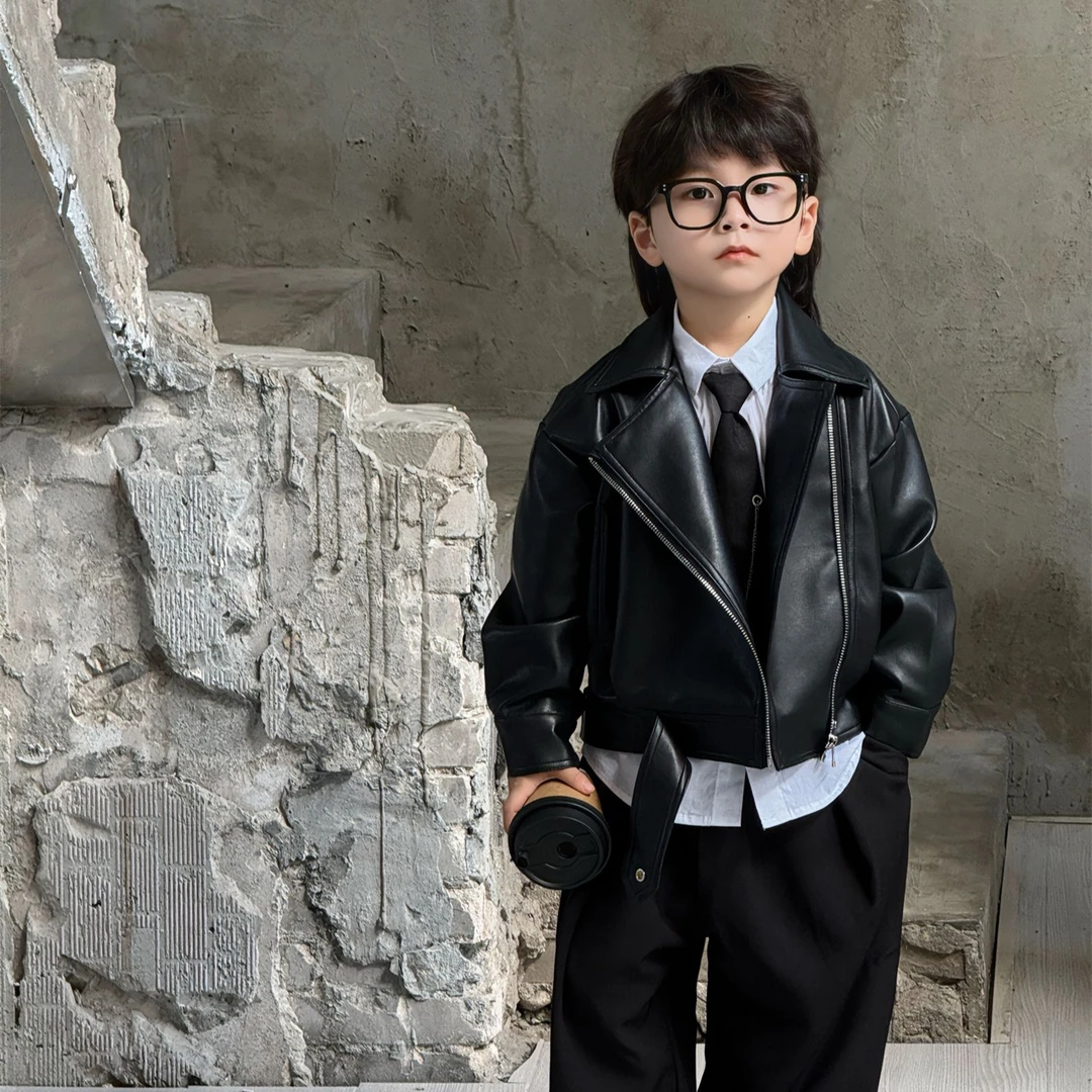 【痞帅黑色1】2024春秋新款儿童宝宝夹克中小童休闲时尚外套潮流款