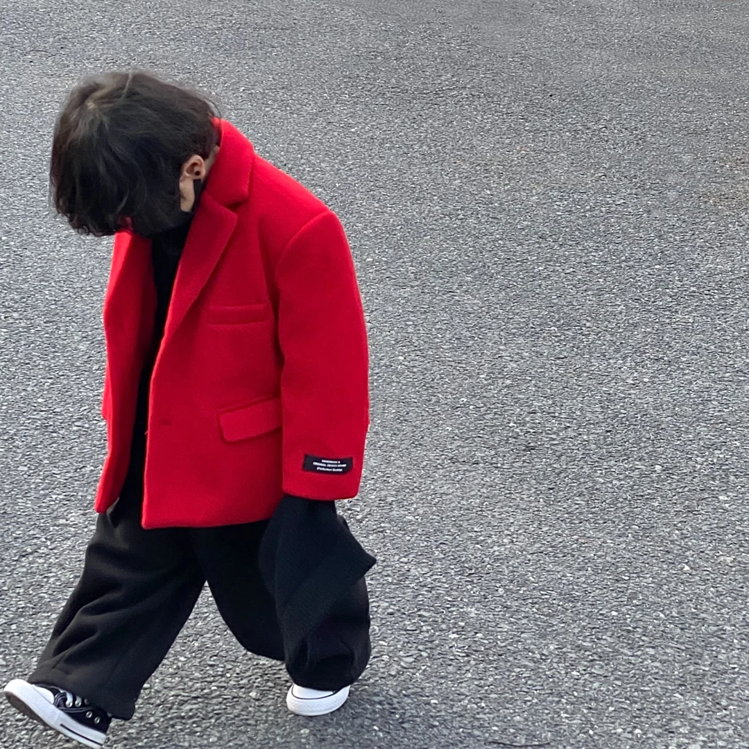 23816红色单西外套