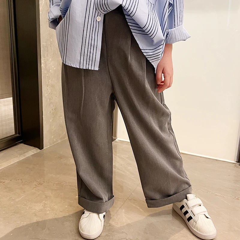 22025灰色阔腿裤