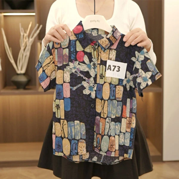 A73#印花短袖衬衫100码