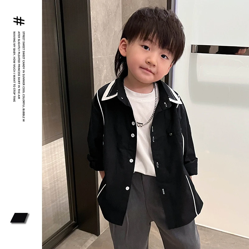 22021黑色长袖衬衫