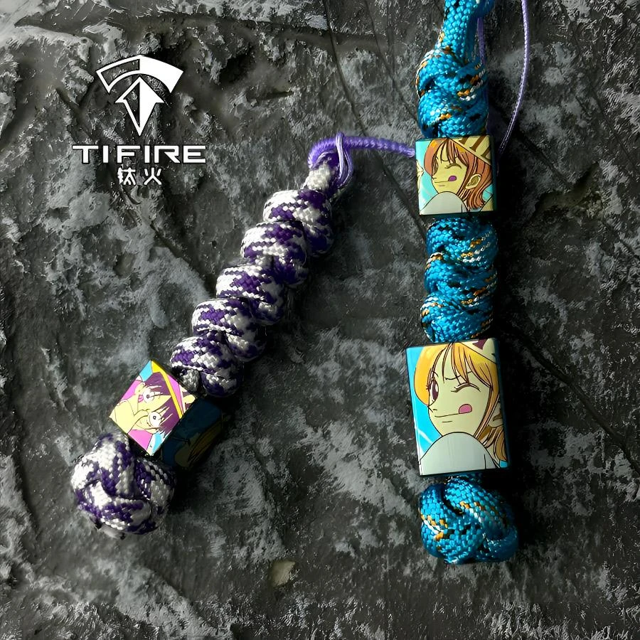 Tifire彩钛馆【海贼王】钛合金坠子EDC推牌伞绳挂坠尾绳项链坠尾坠