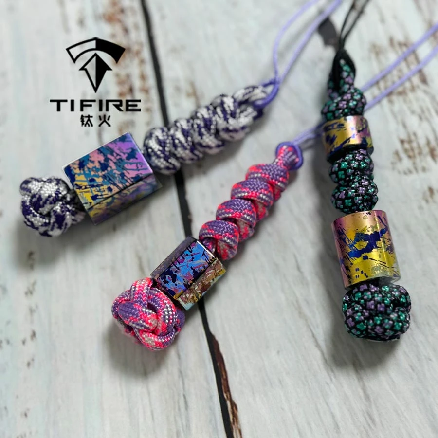 彩钛馆【经典泼墨】钛合金坠子EDC推牌玩具挂坠刀坠彩钛工艺