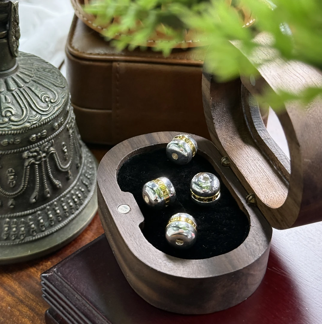 合金吊坠 藏银 汉堡珠 银色 老型可拆卸10mm文玩配饰（一个）