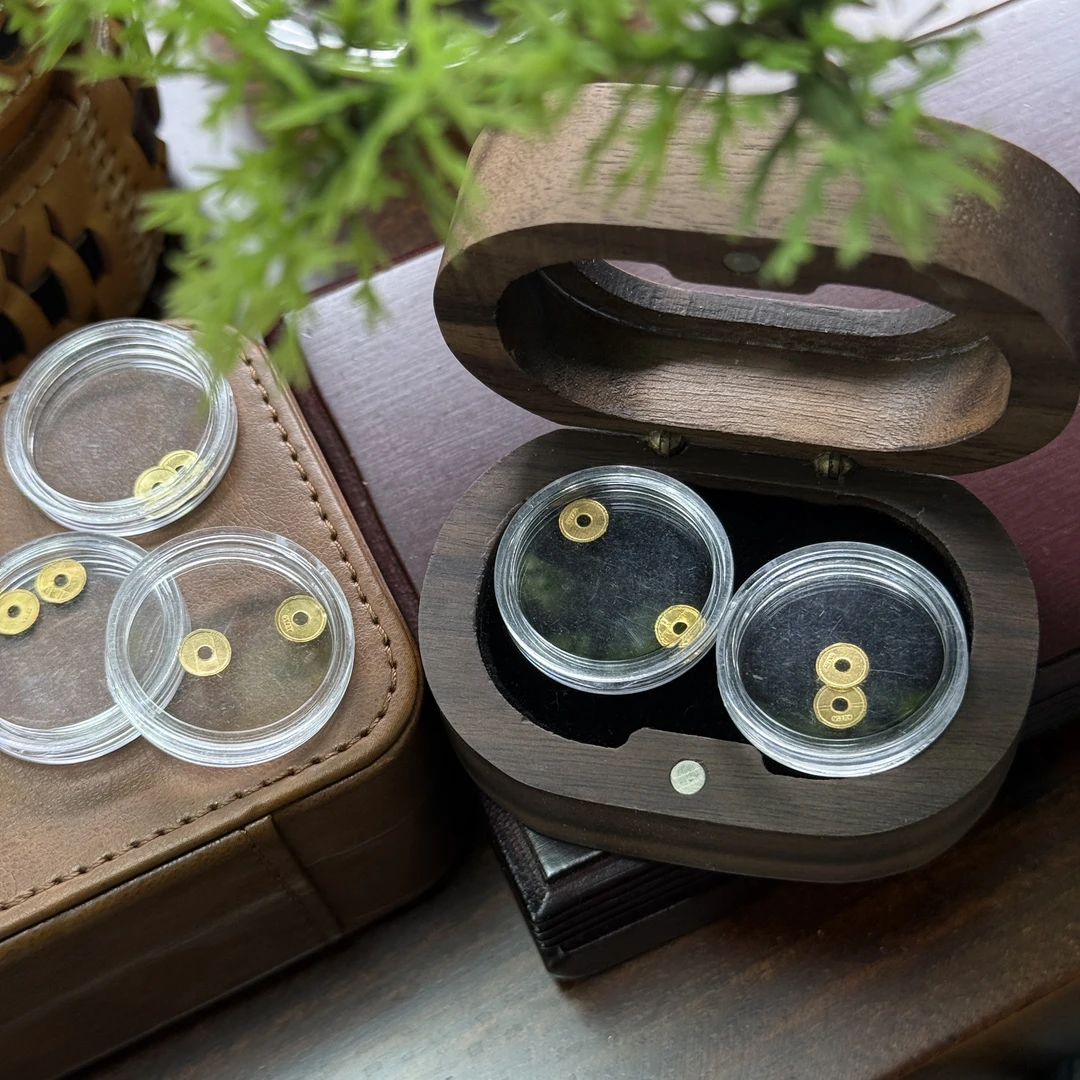 18K金隔片6mm一对带钢印纯福利包邮文玩配串归圆必备