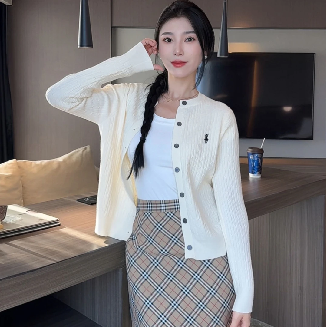 现货-麻花针织开衫女春秋季学院风外搭软糯高品质短款毛衣B5-10