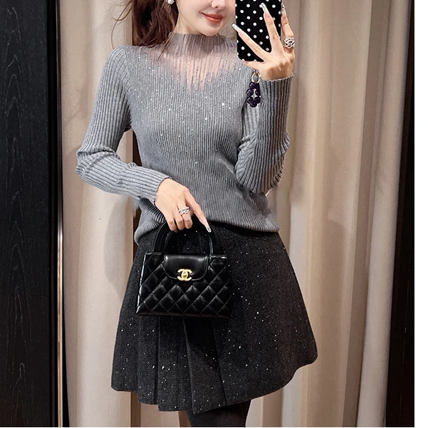 2026秋冬季新款时尚洋气百搭修身针织衫韩系气质毛衣女上衣H5-29