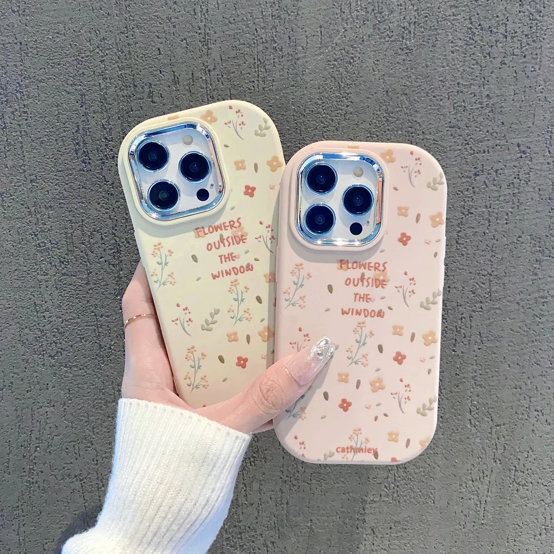 创意英文碎花适用iPhone15苹果13promax手机壳14简约12小众11网红