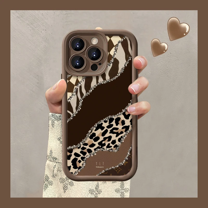 轻奢豹纹适用iPhone16苹果13全包手机壳15promax创意14女款12新款
