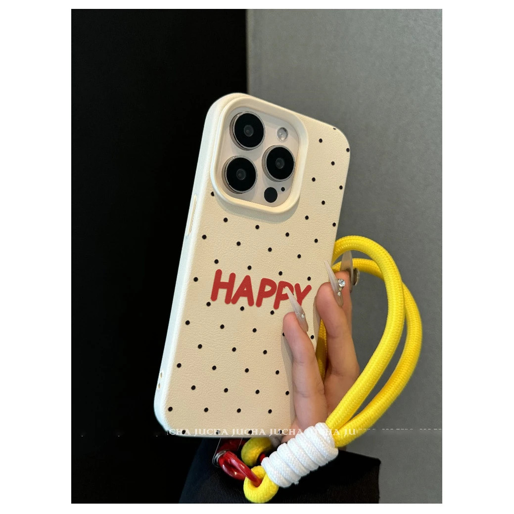 黑波点立体饼干适用iPhone13苹果14卡通手机壳15promax防摔12网红