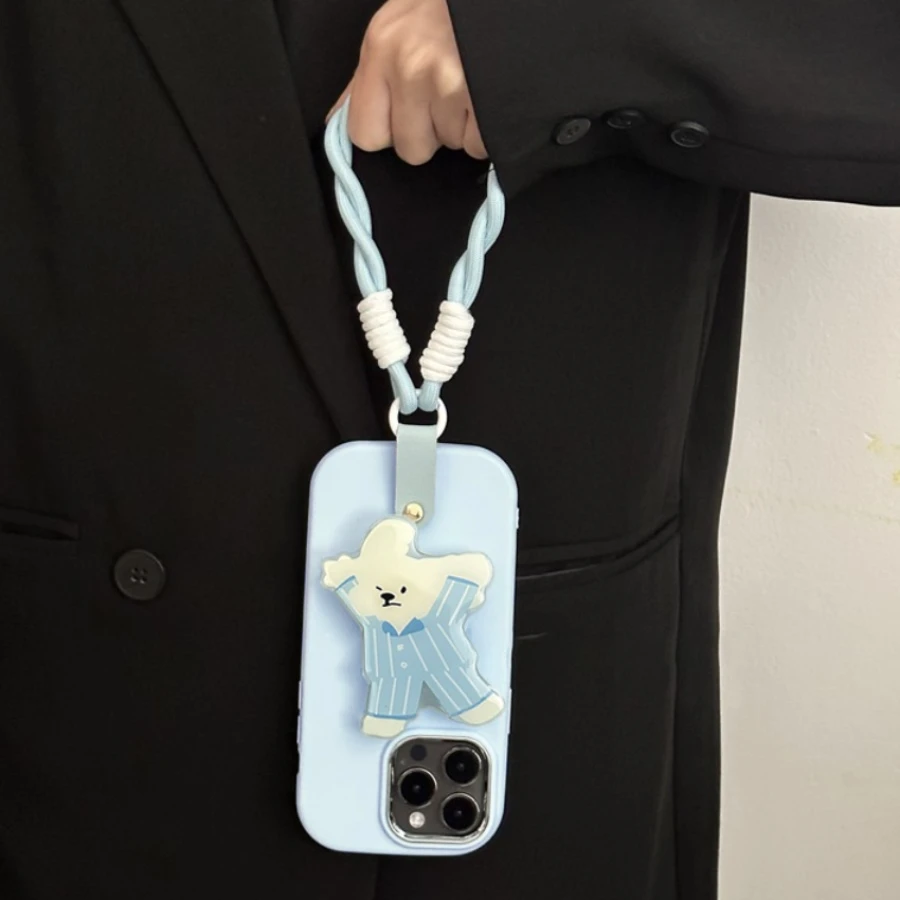 睡衣小熊支架适用iPhone13苹果14promax手机壳11简约15立体78可爱