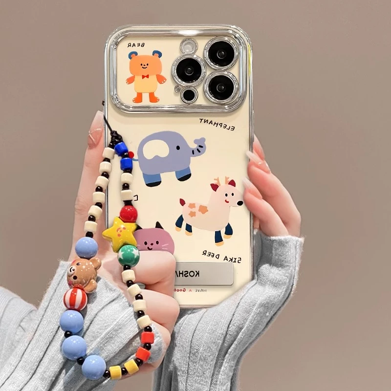 卡通呆萌动物适用iPhone13苹果15全包手机壳14promax松弛感12电镀