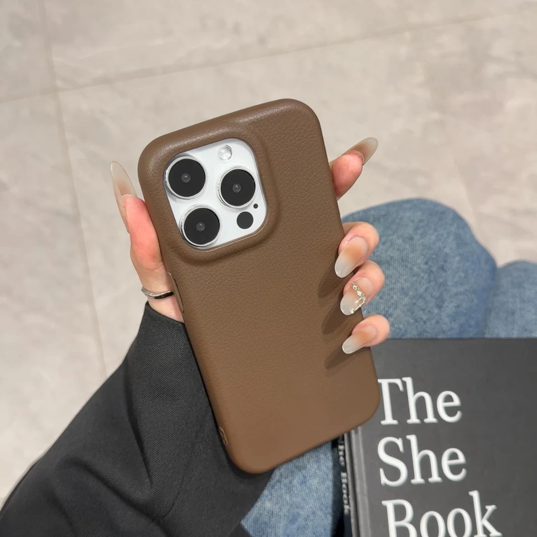 新款纯色皮纹适用iphone14苹果13个性手机壳15promax简约12防摔11