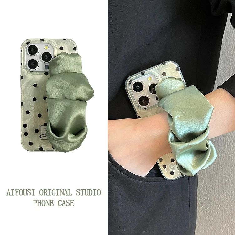 黑波点绿适用iPhone15苹果12promax手机壳13简约14创意11小众xs/x