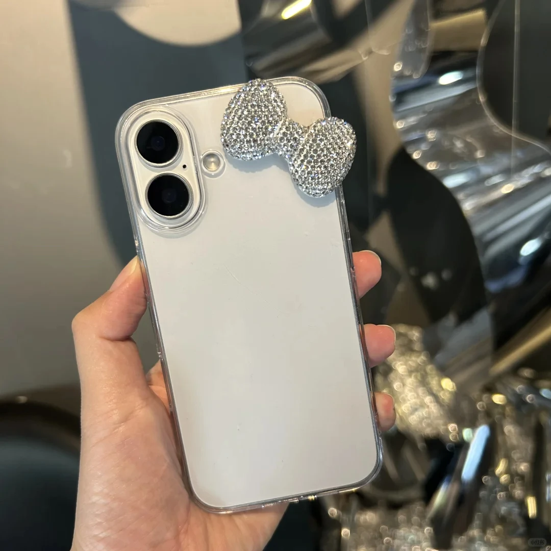 立体闪闪蝴蝶结适用iphone13苹果16promax防摔手机壳14透明12硅胶