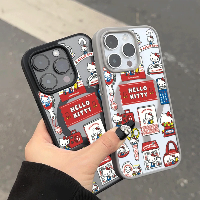 少女相机KT猫适用苹果15promax磁吸手机壳iPhone13卡通14透明磁吸