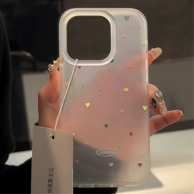 彩色小爱心适用iPhone13苹果14promax手机壳15小众12创意11简约78