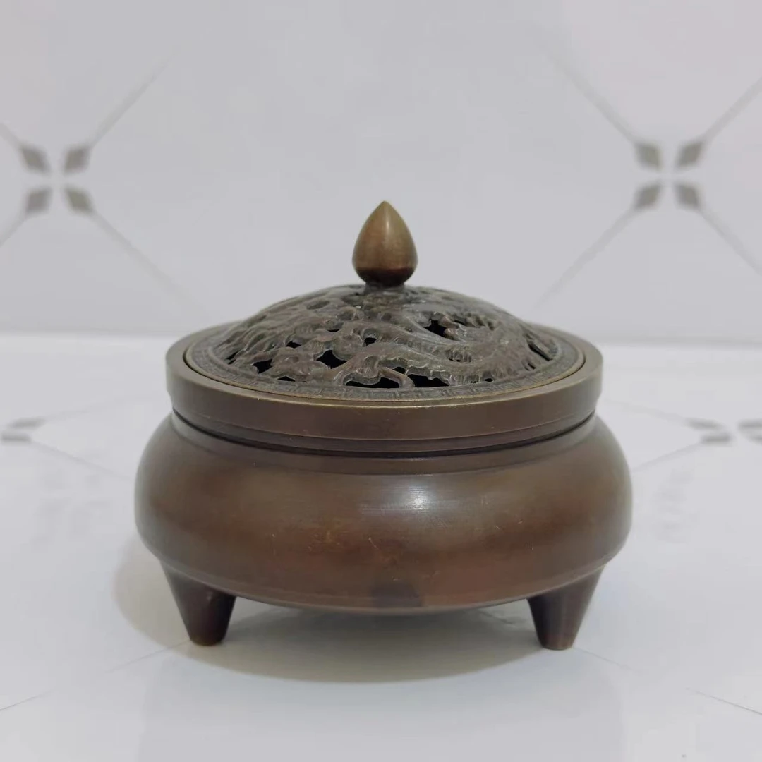 苏工精雕纯铜熏香炉老香炉老摆件