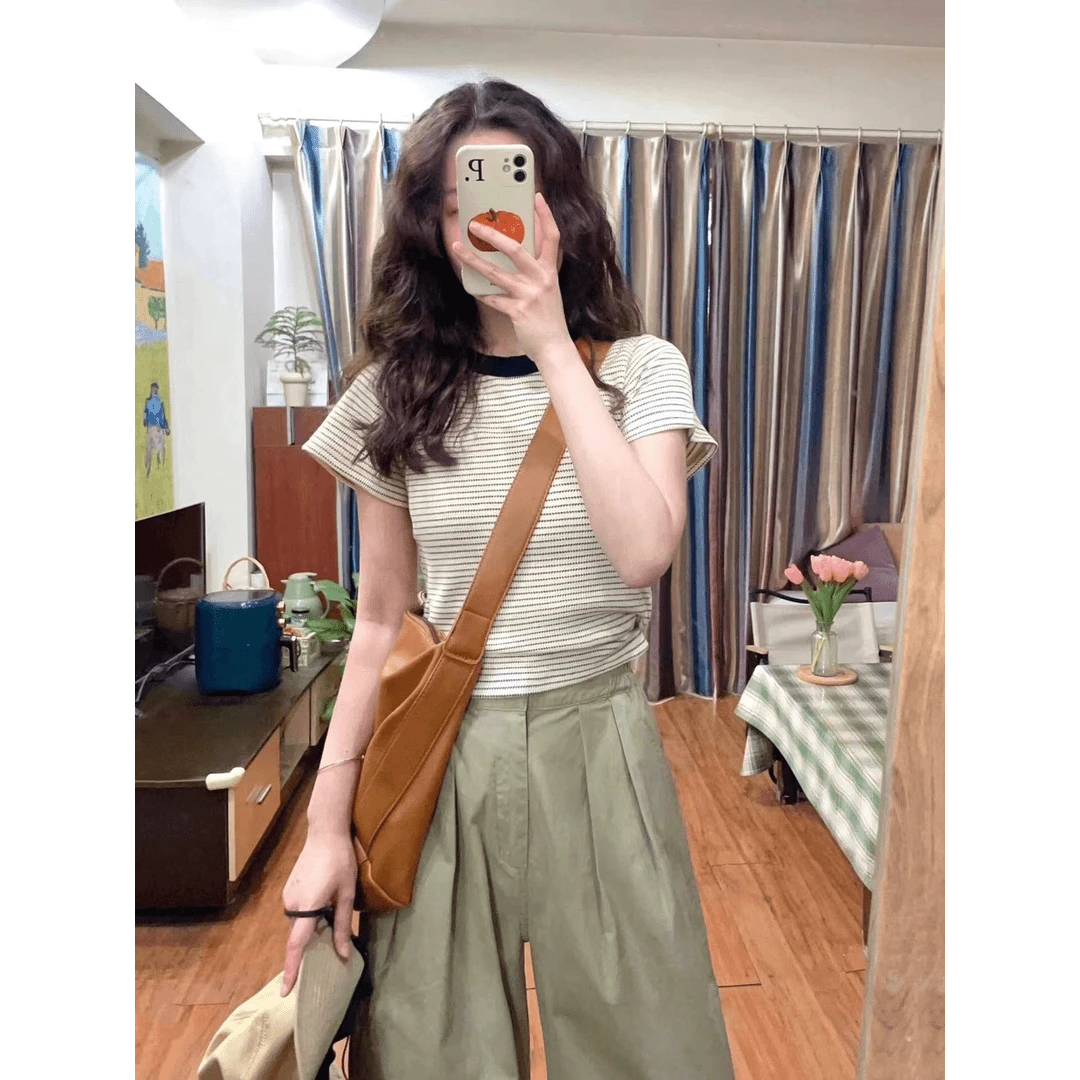 3053+3054夏装搭配一整套奶系微胖梨形身材慵懒风穿搭休闲套装