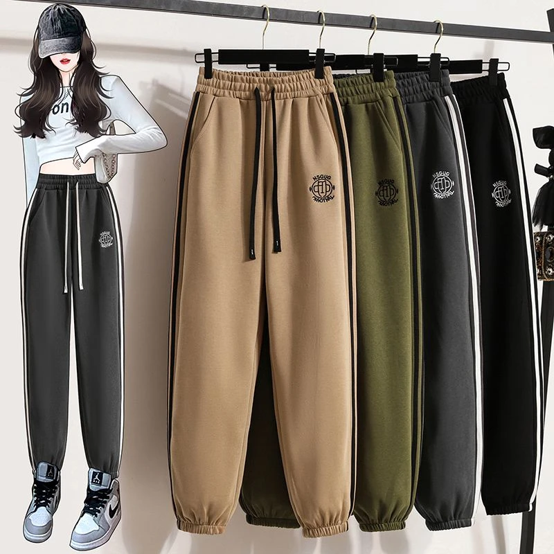 5399大码女装新款韩版冬装时尚小个子哈伦加绒加厚显瘦休闲运动裤