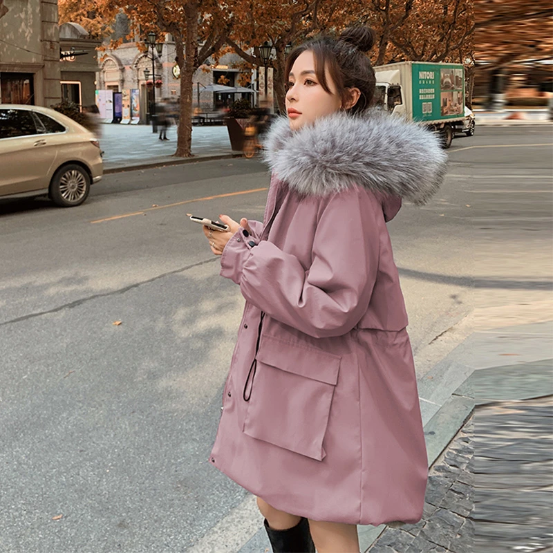 2005工装派克服棉衣外套女秋冬新款港风宽松百搭加绒风衣外套女